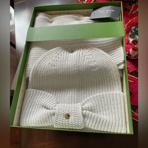 Kate Spade cream Metallic Rib Scarf & Hat